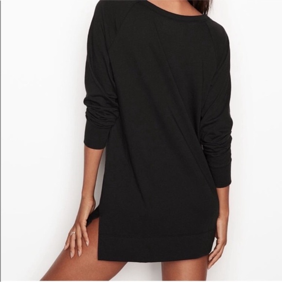 Victorias Secret Womens Sleep Shirt Black Holiday Large Long Sleeve Lightweight - Picture 2 of 11